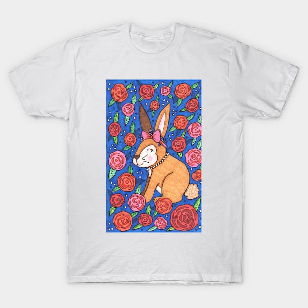 Spring Rabbit And Roses T-Shirt by RuthMCreative